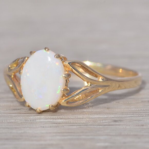 Australian Opal Doublet Ring in 14K Yellow Gold – www  Australian Opal Ring in Yellow Gold